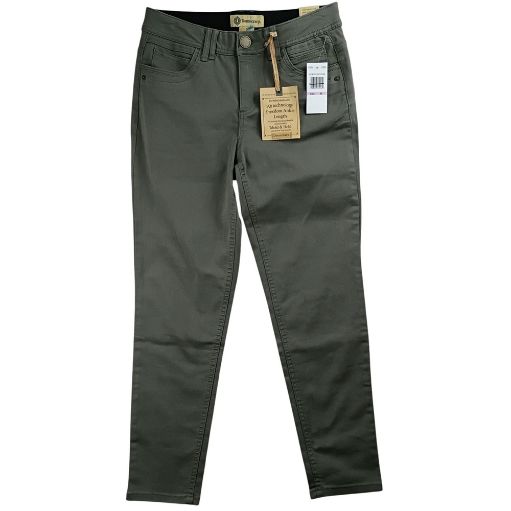 Democracy Ab Technology Ankle Pants Womens 6 Olive Green Slimming Stretch Skinny - Picture 2 of 13